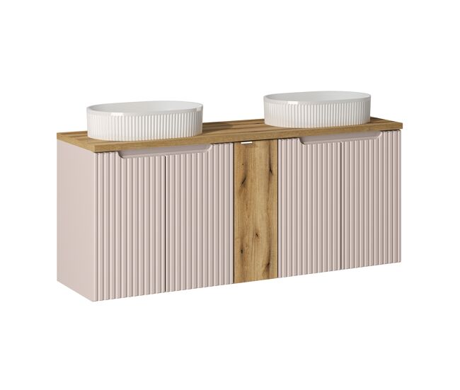 Mueble doble lavabo 140cm 5 puertas riva cachemira y madera