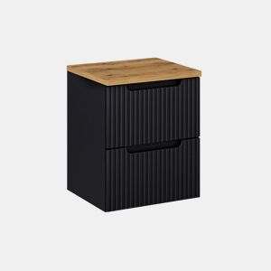 Móvel lavatório 50cm 2 gavetas plano Riva Preto e Madeira