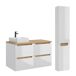 Conjunto de muebles lavabo individual 4 cajones y columna Livia Conjunto de muebles lavabo individual 4 cajones y columna Livia Blanco