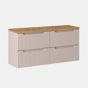 Móvel de lavatório 120cm 4 gavetas Móvel de lavatório Riva Caxemira e Madeira