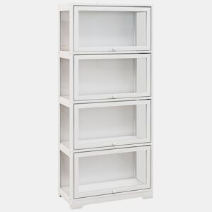 HOMCOM Vitrine Colecionador de 4 Níveis Vitrine Sala de Estar com Portas Abatíveis de Acrílico Anti-Tombo para Estúdio Dormitório Escritório 59x30x139 cm Branco
