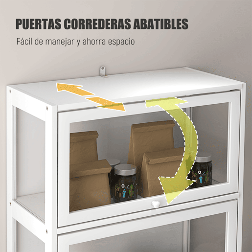 HOMCOM Vitrine Colecionador de 4 Níveis Vitrine Sala de Estar com Portas Abatíveis de Acrílico Anti-Tombo para Estúdio Dormitório Escritório 59x30x139 cm Branco