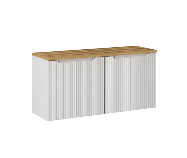 Mueble bajo lavabo 120cm 4 puertas encimera riva blanco y madera