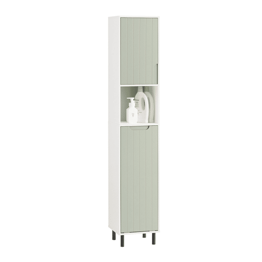 SoBuy BZR137-GR Móvel de casa de banho com 1 cesto para roupa suja Verde