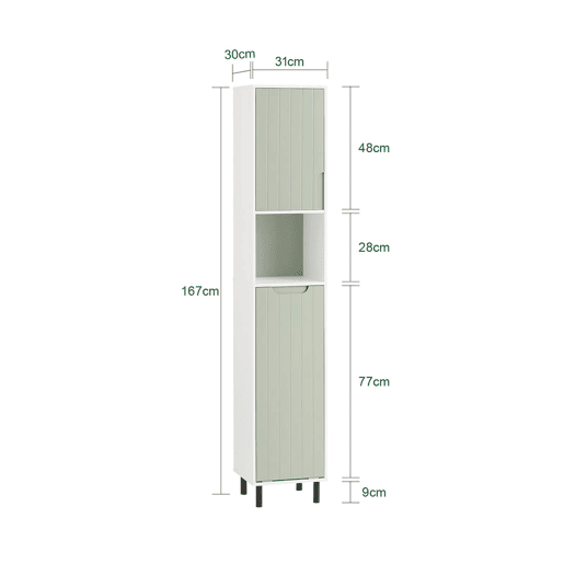 SoBuy BZR137-GR Móvel de casa de banho com 1 cesto para roupa suja Verde
