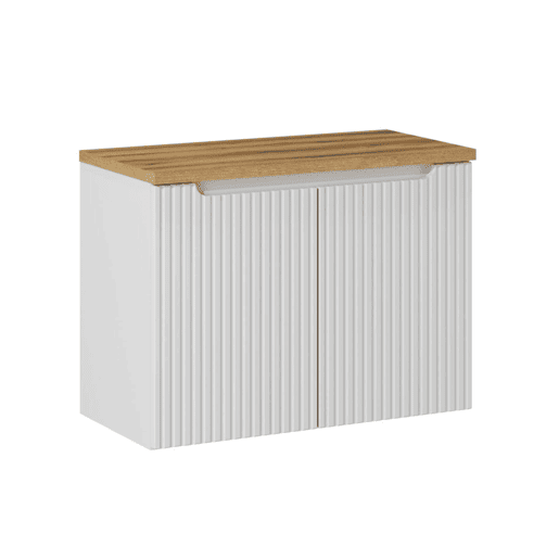 Móvel toucador 80cm 2 portas plano Riva Branco e Madeira