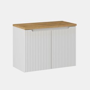 Móvel toucador 80cm 2 portas plano Riva Branco e Madeira