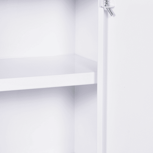kleankin Armário Farmácia de Parede Armário de Medicamentos de Aço com 3 Prateleiras de Armazenamento e 2 Chaves para Casa de Banho 30x14x46 cm Branco