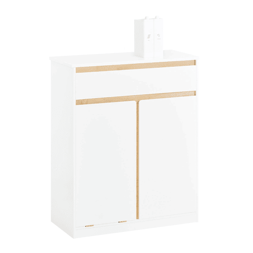 SoBuy BZR79-W Armário de casa de banho com cesto para roupa suja Branco