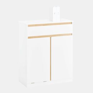 SoBuy BZR79-W Armário de casa de banho com cesto para roupa suja Branco