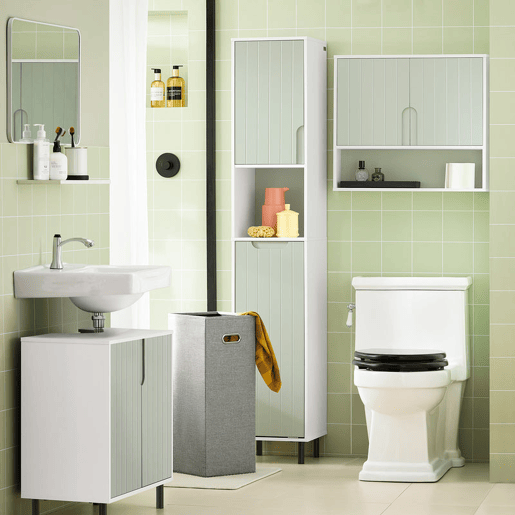 SoBuy BZR139-GR Móvel de lavatório de encastrar 60 X 30 X 60 Cm Verde e Branco