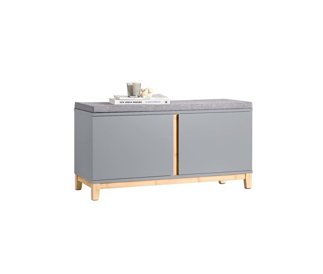 Sobuy fsr117-hg banco de almacenamiento con 2 puertas gris