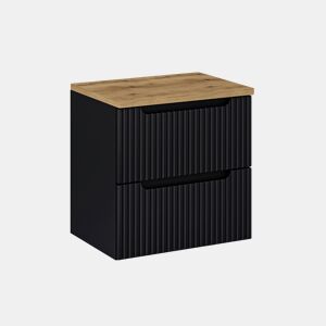 Móvel lavatório 60cm 2 gavetas plano Riva Preto e Madeira