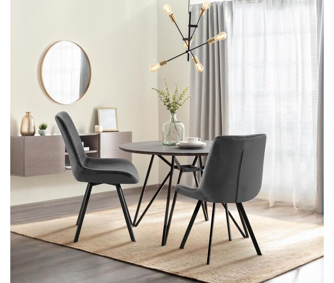 Silla de comedor lewes de terciopelo gris oscuro 59x53x89 cm