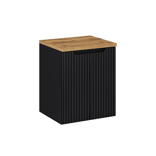 Móvel lavatório 50cm 2 portas plano Riva Preto e Madeira