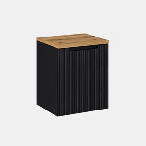 Móvel lavatório 50cm 2 portas plano Riva Preto e Madeira