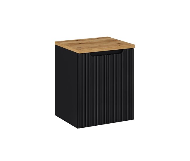 Mueble bajo lavabo 50cm 2 puertas encimera riva negro y madera