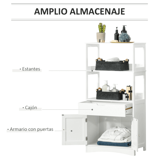 kleankin Conjunto de Móveis de Casa de Banho Armário e Móvel para Lavatório Pousar com 2 Porta Anti-Tombo 60x33x122,5 cm 60x30x60 cm Branco