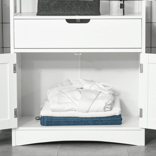 kleankin Conjunto de Móveis de Casa de Banho Armário e Móvel para Lavatório Pousar com 2 Porta Anti-Tombo 60x33x122,5 cm 60x30x60 cm Branco