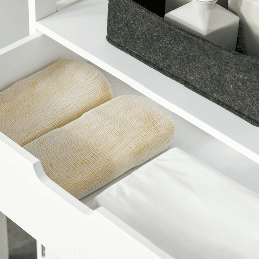 kleankin Conjunto de Móveis de Casa de Banho Armário e Móvel para Lavatório Pousar com 2 Porta Anti-Tombo 60x33x122,5 cm 60x30x60 cm Branco