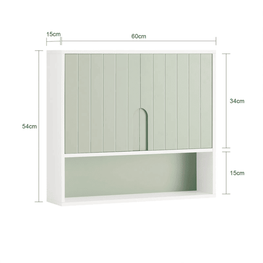 SoBuy BZR140-GR Armário de parede verde para casa de banho 60 X 15 X 54 Cm