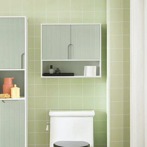 SoBuy BZR140-GR Armário de parede verde para casa de banho 60 X 15 X 54 Cm