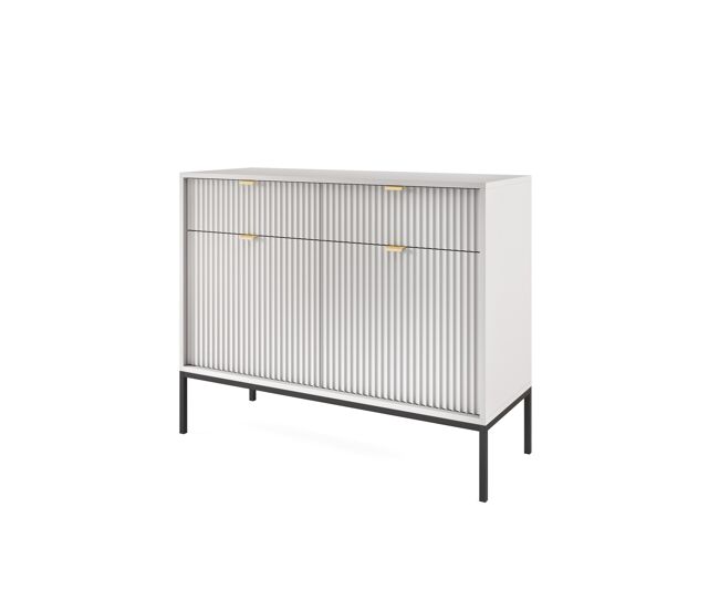 El aparador avon tiene un estilo retro. mide 83x104x39 cm e incluye 4 estantes, 2 cajones y 2 puertas.