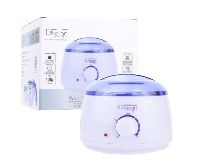 Italian design - calentador de cera eléctrico con capacidad 500 ml, indicador led de encendido, tapa de plástico resistente, recipiente de aluminio,