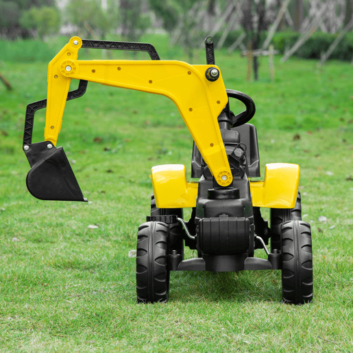 HOMCOM Trator a Pedais para Crianças acima de 3 Anos Escavadora para Crianças com Pá Dianteira e Buzina Carga 35kg Trator Infantil para Exterior 107x42x71 cm Amarelo