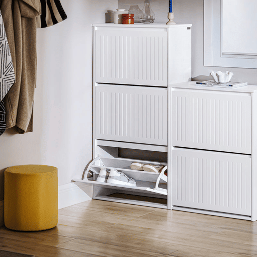 SoBuy FSR165-H-W Sapateira com 3 abas Branco 61 X 26 X 120 Cm
