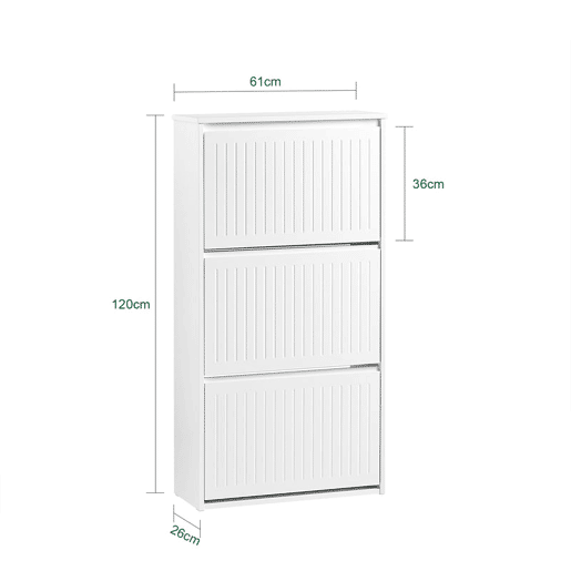 SoBuy FSR165-H-W Sapateira com 3 abas Branco 61 X 26 X 120 Cm