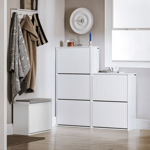 SoBuy FSR165-H-W Sapateira com 3 abas Branco 61 X 26 X 120 Cm