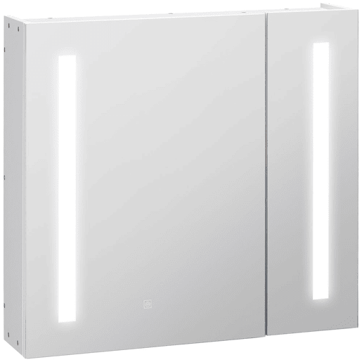 kleankin Armário com Espelho de Casa de Banho com Luz LED Armário de Casa de Banho Suspenso com 2 Portas e Interruptor Tátil Estilo Moderno 70x15x65 cm Branco