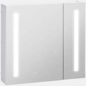 kleankin Armário com Espelho de Casa de Banho com Luz LED Armário de Casa de Banho Suspenso com 2 Portas e Interruptor Tátil Estilo Moderno 70x15x65 cm Branco