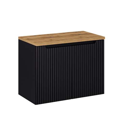 Móvel de toucador de 2 portas Riva Preto e Madeira 80cm
