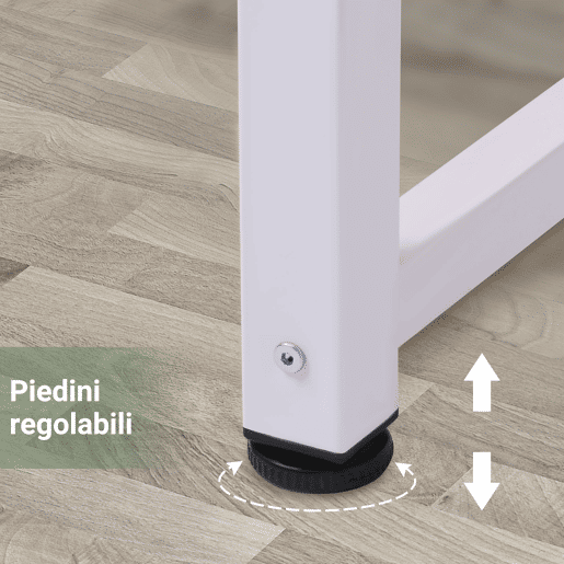 HOMCOM Secretária Moderna Mesa de Estudo com Estrutura de Aço e Pés Ajustáveis Mesa de Computador para Escritório Casa 120x60x76 cm Branco