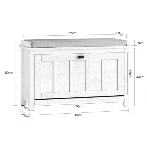 SoBuy FSR161-W Banco para sapatos com 1 porta 80 X 30 X 50 Cm