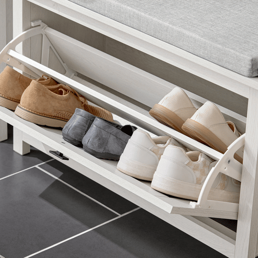 SoBuy FSR161-W Banco para sapatos com 1 porta 80 X 30 X 50 Cm