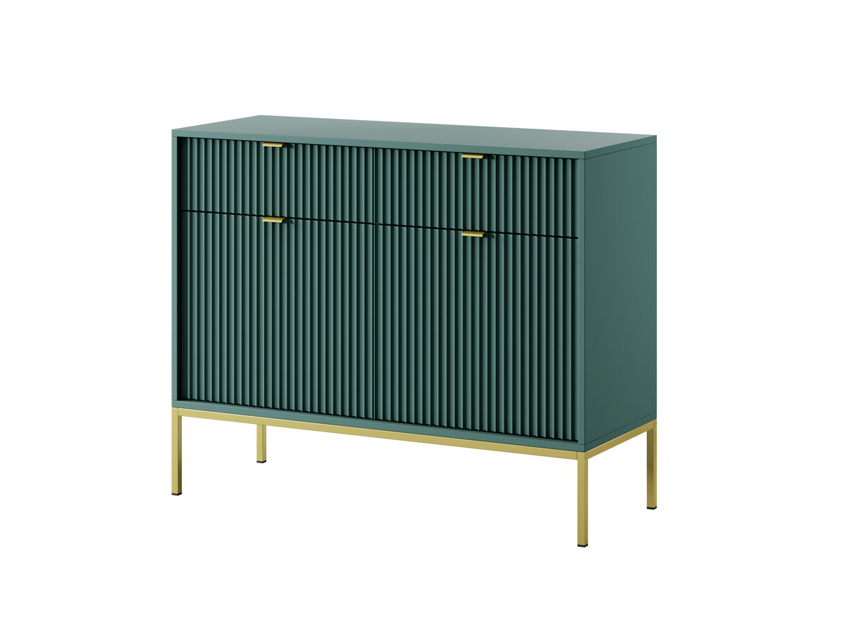 El aparador avon tiene un estilo retro. mide 83x104x39 cm e incluye 4 estantes, 2 cajones y 2 puertas.