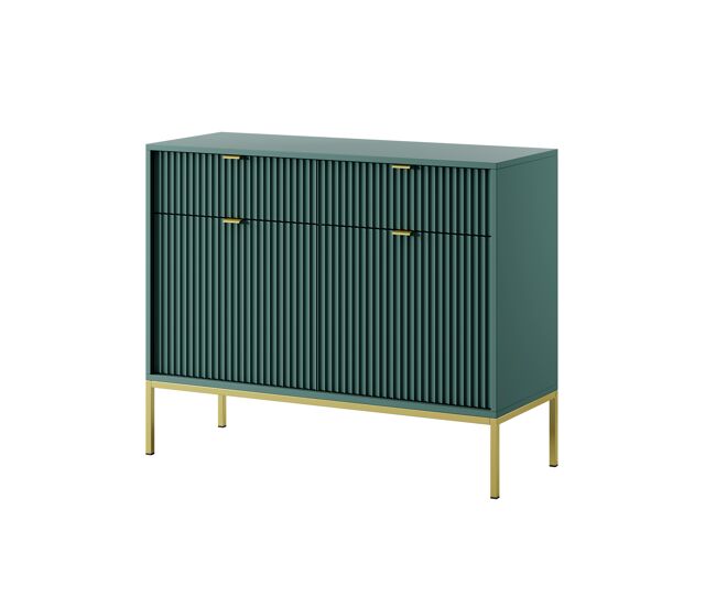 El aparador avon tiene un estilo retro. mide 83x104x39 cm e incluye 4 estantes, 2 cajones y 2 puertas.