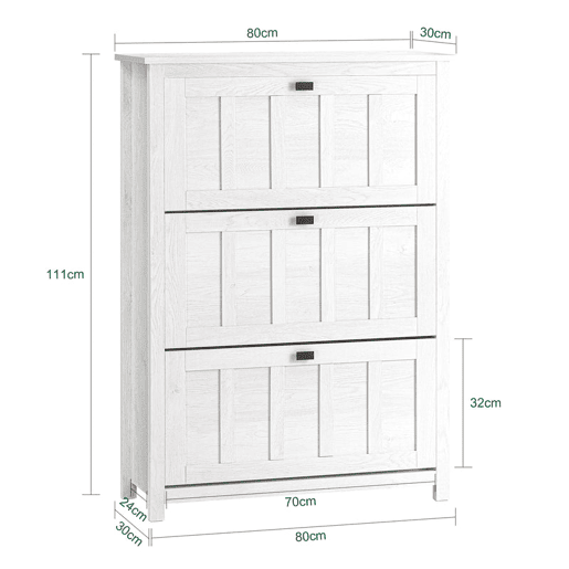 SoBuy FSR162-W Sapateira com 3 abas Branco 80 X 30 X 111 Cm