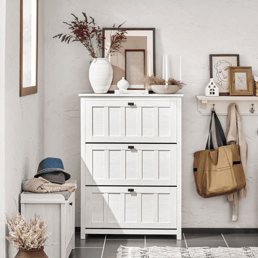 SoBuy FSR162-W Sapateira com 3 abas Branco 80 X 30 X 111 Cm