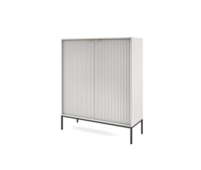 El aparador avon de estilo retro. mide 125x104x39 cm e incluye 6 estantes y 2 puertas.