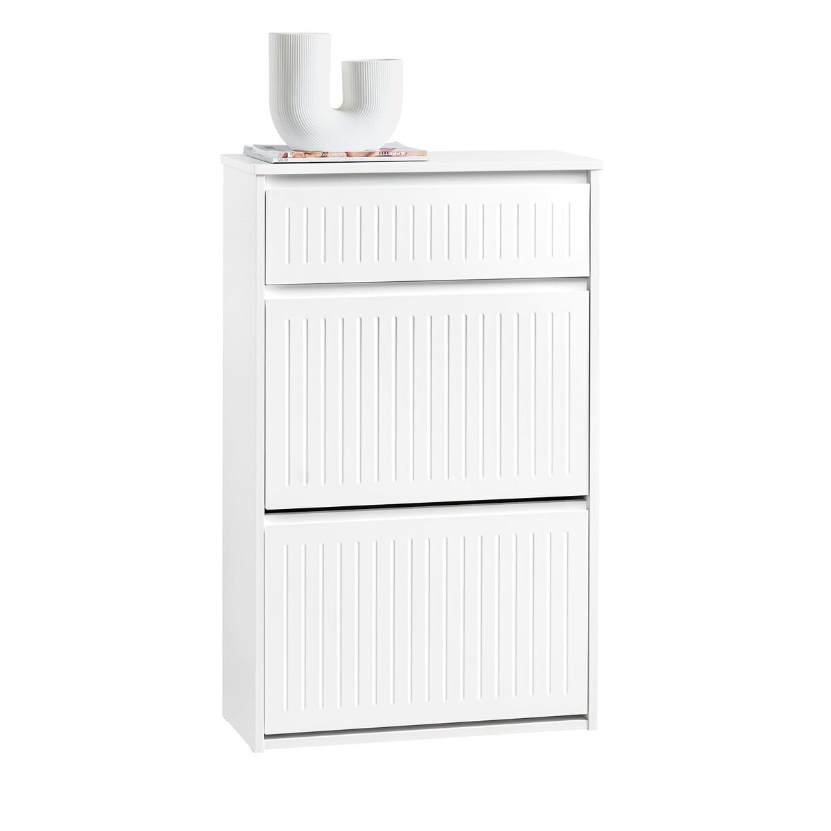 Sobuy fsr165-w zapatero con 2 solapas y 1 cajón blanco 61 x 26 x 100 cm
