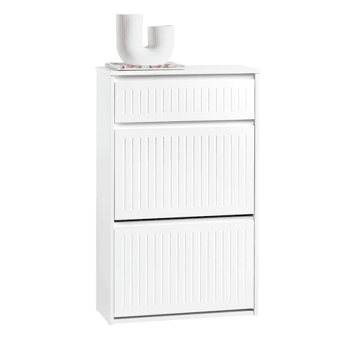 SoBuy FSR165-W Sapateira com 2 abas e 1 gaveta Branco 61 X 26 X 100 Cm