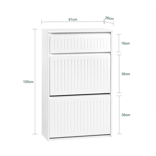SoBuy FSR165-W Sapateira com 2 abas e 1 gaveta Branco 61 X 26 X 100 Cm