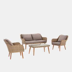 Conjunto de móveis de jardim Lila em vime sintético, 4 peças