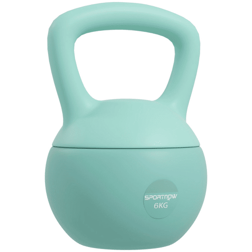 SPORTNOW Kettlebell de 6 kg Pesa Russa Preenchida de Areia Metálica e Alça Antiderrapante para Treino de Musculação em Casa Ginásio 19x19x28 cm Verde