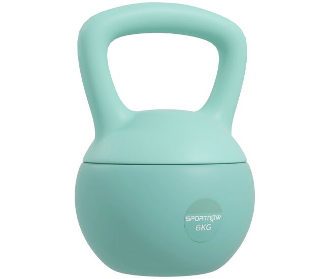 Sportnow pesa rusa 6 kg, soft kettlebell relleno de arena metálica y mango antideslizante, para entrenamiento culturismo en casa, gimnasio, verde