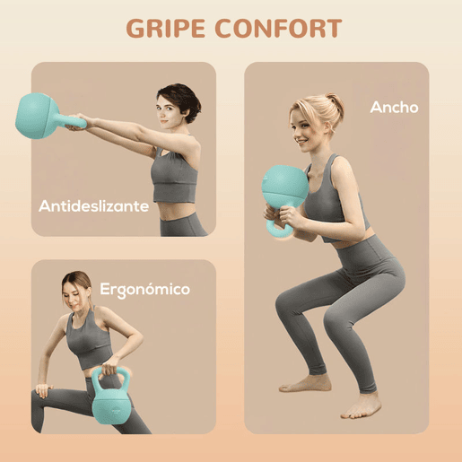 SPORTNOW Kettlebell de 6 kg Pesa Russa Preenchida de Areia Metálica e Alça Antiderrapante para Treino de Musculação em Casa Ginásio 19x19x28 cm Verde